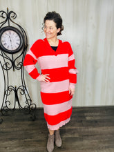 Red Meets Pink Ribbed Knit Dress