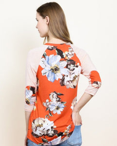 Raglan Style Floral Top