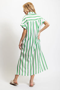 Green Striped Shirt Dress