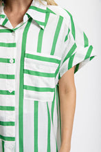 Green Striped Shirt Dress
