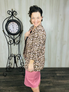 Brown Floral Blazer- Regular & Plus