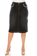 Gracey Black Wash & Silver Detail Jean Skirt