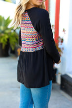 Black Aztec Babydoll Top