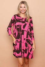 Hot Pink & Brown Abstract Tunic