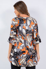 Gray & Orange Leaf Tunic