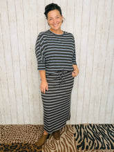 Marissa Ribbed Top- Brown & Blue Stripes
