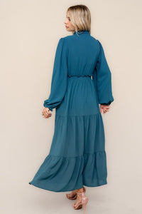 Nicole Smocked Waist Dress- Teal