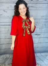 Sonja Leopard Bow Dress-Red