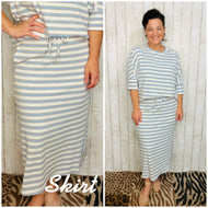 Marissa Ribbed Skirt- Blue Striped