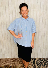 Rylee Cornflower Blue & White Striped Top