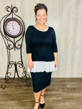 Black & Ivory Ruffle & Bow Colorblock Tunic Blouse
