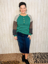 Gina Leopard & Stripes Ribbed Top