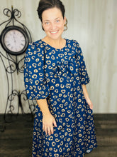 Mandy Animal Print & Bow Dress- Navy