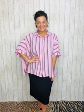 Rylee Pink & Grey Striped Top