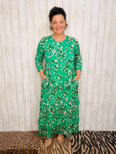 Misty Ruffle Tiered Dress-Green Floral