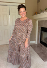 Tonya Marie Ruffled Tiered Dress- Brown & Rust