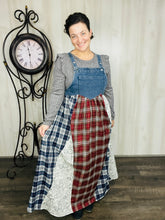 Patchwork & Lace Print Overall/Jumper Dress
