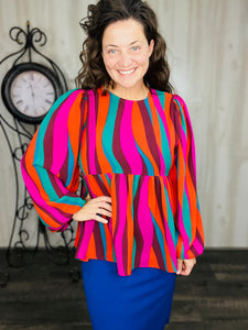 Colors of Fall Striped Peplum Top