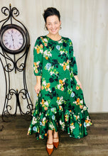 Michella High Low Dress-Green Floral