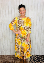 Handkerchief Love Yellow Floral & Leopard Dress