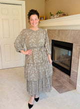 Tammy Lacy Detail Ruffle Dress-Stone
