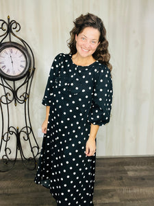 Mandy Bow Dress- Black & White
