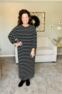 Comfy & Cute Black Striped Dress