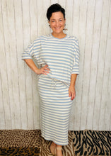 Marissa Ribbed Skirt- Blue Striped