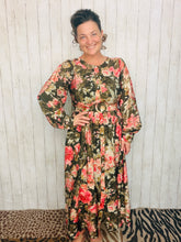 Jessica Green & Floral Belted Dress