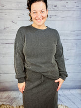 Candice Ribbed Top- Charcoal