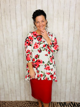 Samantha Ruffle High Low Tunic-Ivory Rose