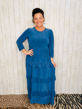Misty Ruffle Tiered Dress-Denim Blue