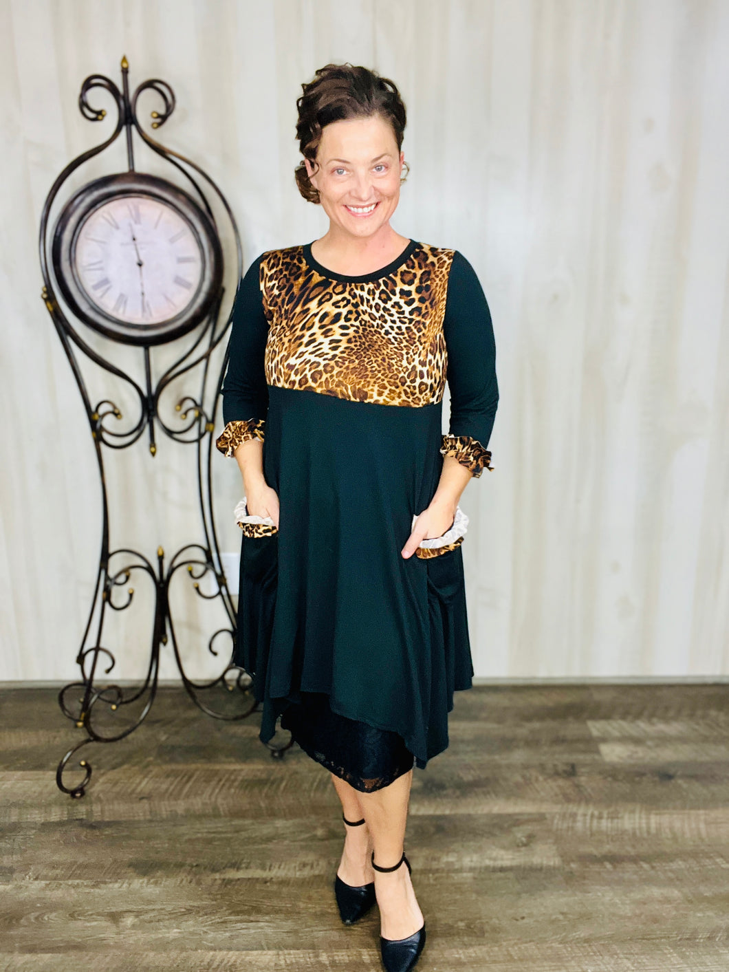 Glorious Black & Leopard Ruffle Tunic (Style 2)