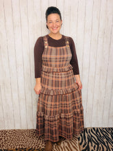 Brown Plaid Ribbed Jumper