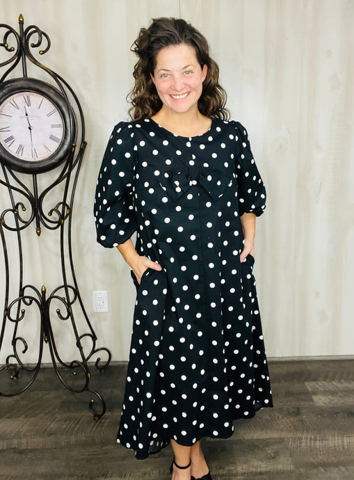 Mandy Bow Dress- Black & White