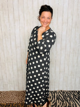Polkadot Square Neck Dress- Black