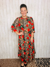 Power On The Day Dress-Leopard & Red Roses