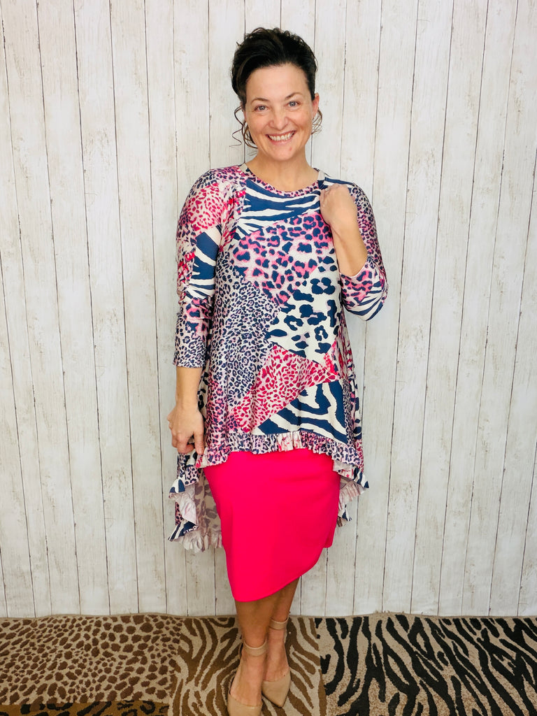 Dramatic High-Low Tunic -Mixed Animal Prints – The King's Daughter Boutique