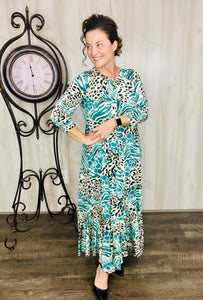 Smiles & Teal Animal Prints Dress