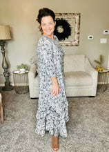 Michella High Low Dress-Black & White Paisley
