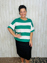 French Terry Striped Top- Kelly Green