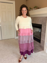 Misty Ruffle Tiered Dress-Cream & Berry