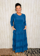 Misty Ruffle Tiered Dress-Denim Blue