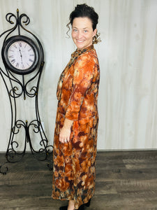 Orange & Floral Sequin Overlay Dress