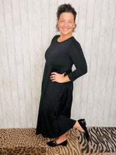 Tonya Marie Tiered Dress- Midi Length-Black