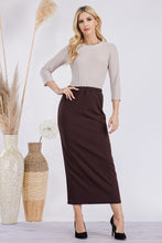 Laura Ann Espresso Brown Pencil Skirt-Textured (Regular & Plus)