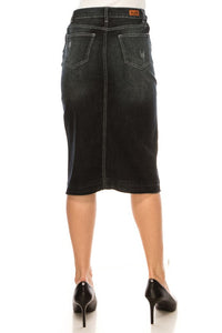Black Wash Tulip Style Jean Skirt