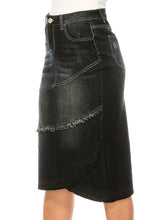 Black Wash Tulip Style Jean Skirt