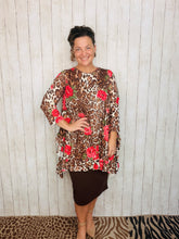Cynthia Ruffle High Low Tunic-Animal Print & Pink Floral