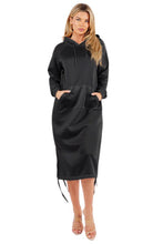 Midi Style Sweatshirt Dress- Black